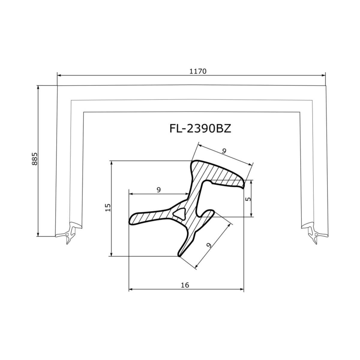 FLEXLINE Молдинг лобового стекла (П-образный) Lexus RX 03-09 / Toyota Harrier (XU30) 03-13 FL2390BZ
