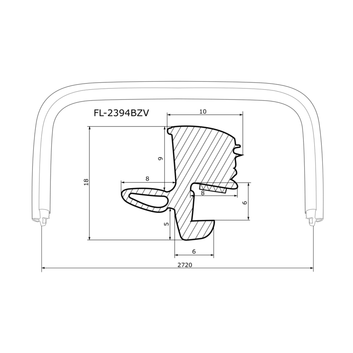 FLEXLINE Молдинг лобового стекла (П-образный) Infiniti FX35 02-08 / FX45 02-09 FL2394BZV