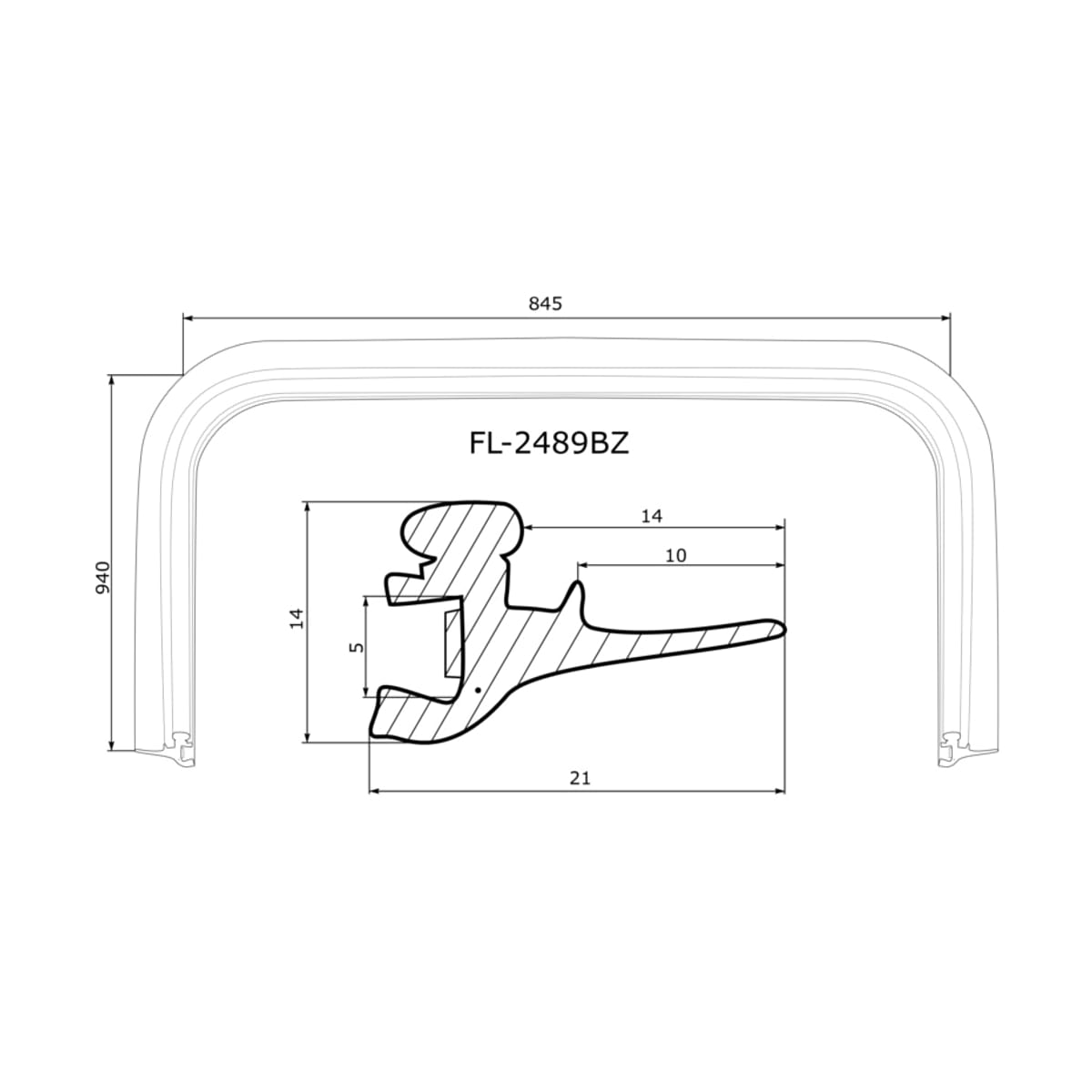 FLEXLINE Молдинг лобового стекла (П-образный) Subaru Legacy 03-09 / Outback 03-09