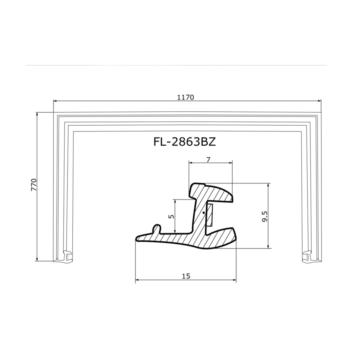 Деталь Молдинг лобового стекла (П-образный) Subaru Impreza 07-12 / Impreza WRX 07-14 FLEXLINE