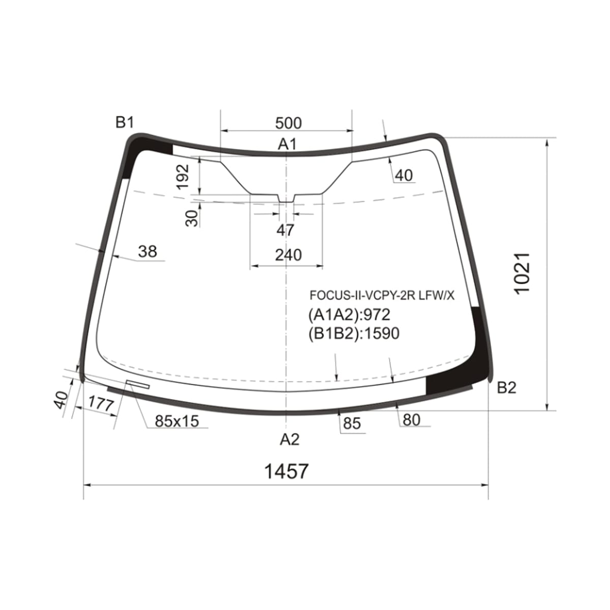 XYG Стекло лобовое (Молдинг) Ford Focus 04-11 / Focus RS 09-11