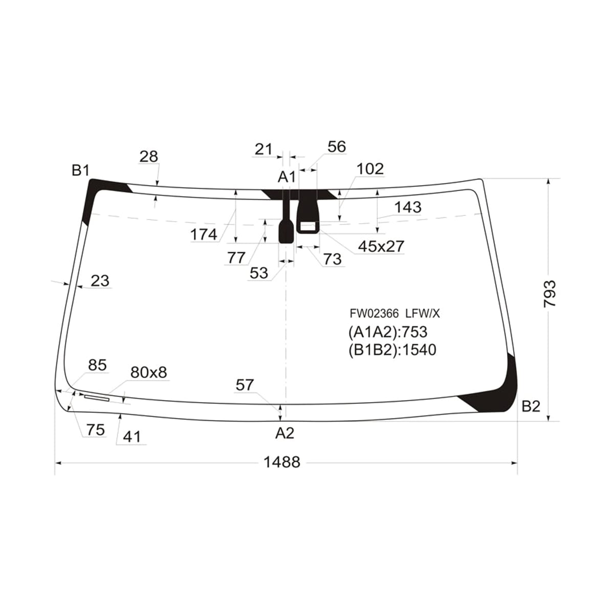 XYG Стекло лобовое (Датчик дождя) Toyota Land Cruiser Prado (J120) 02-07 / Lexus GX 02-09 FW02366LFW/X