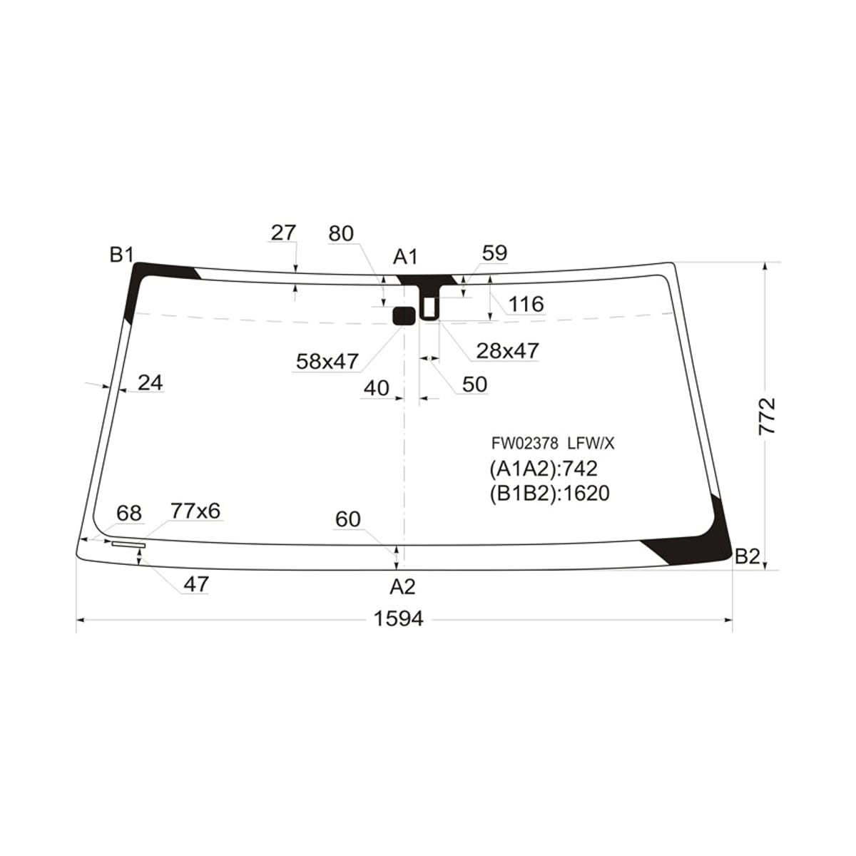 XYG Стекло лобовое (Датчик дождя) Toyota Land Cruiser (J100) 98-07 / Lexus LX 98-07 FW02378LFW/X