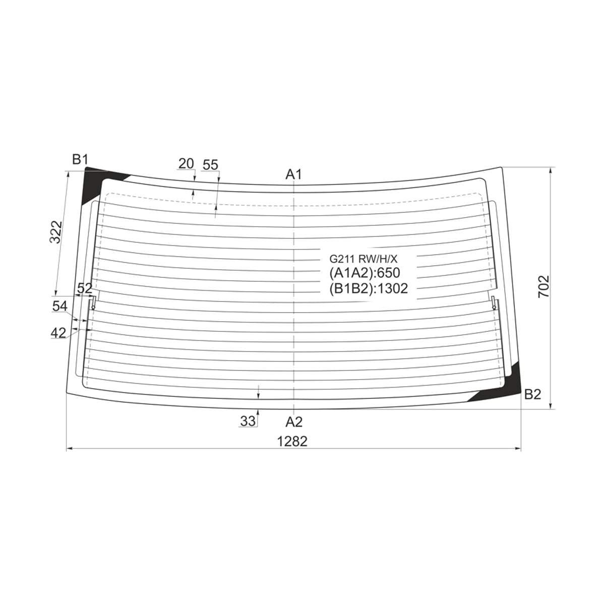 XYG Стекло заднее (Цвет зеленый/ Обогрев) Mazda 626 87-97 / Capella 87-97