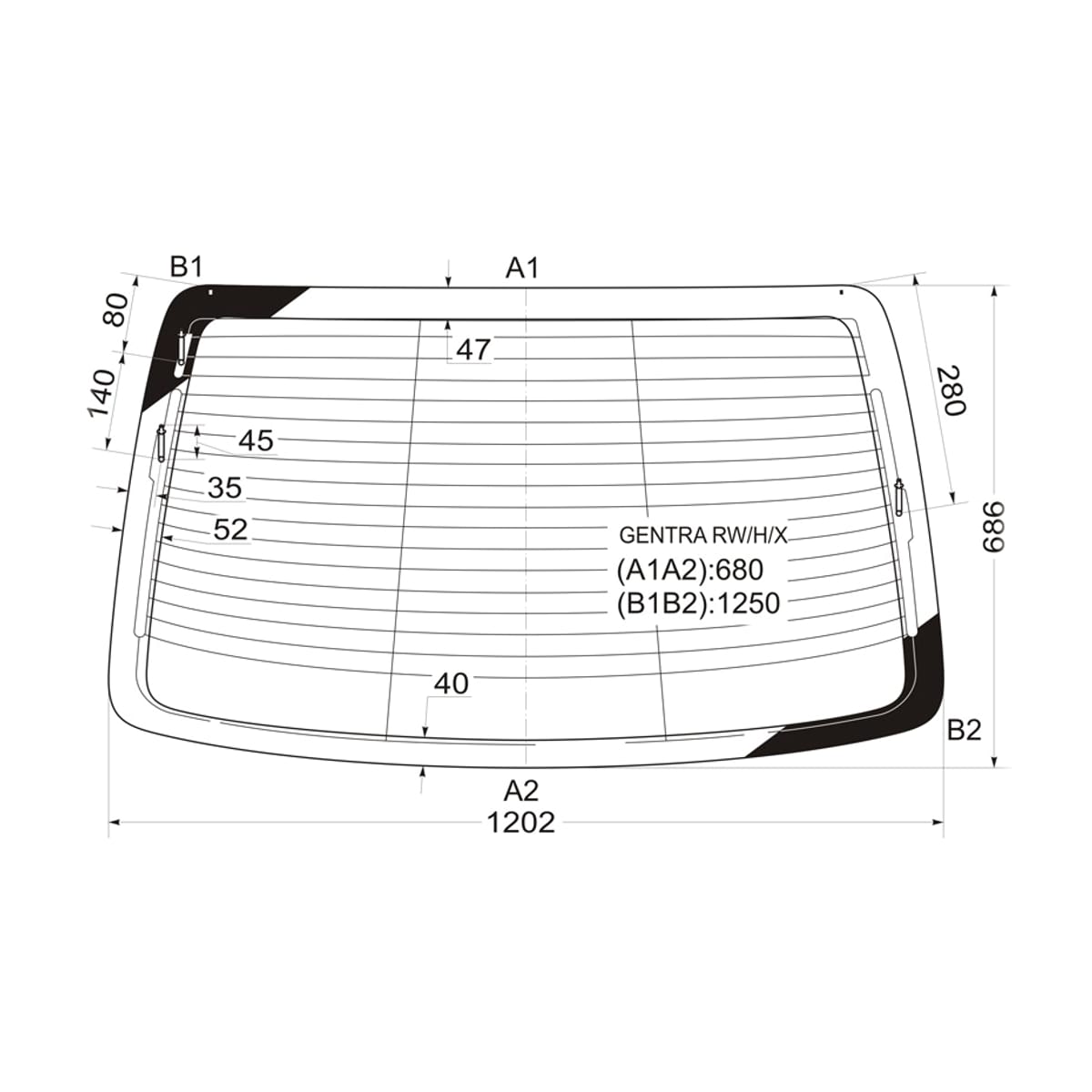 Деталь Стекло заднее (Цвет зеленый/ Обогрев/ Антенна) Chevrolet Aveo 05-11 / Nexia 20 XYG