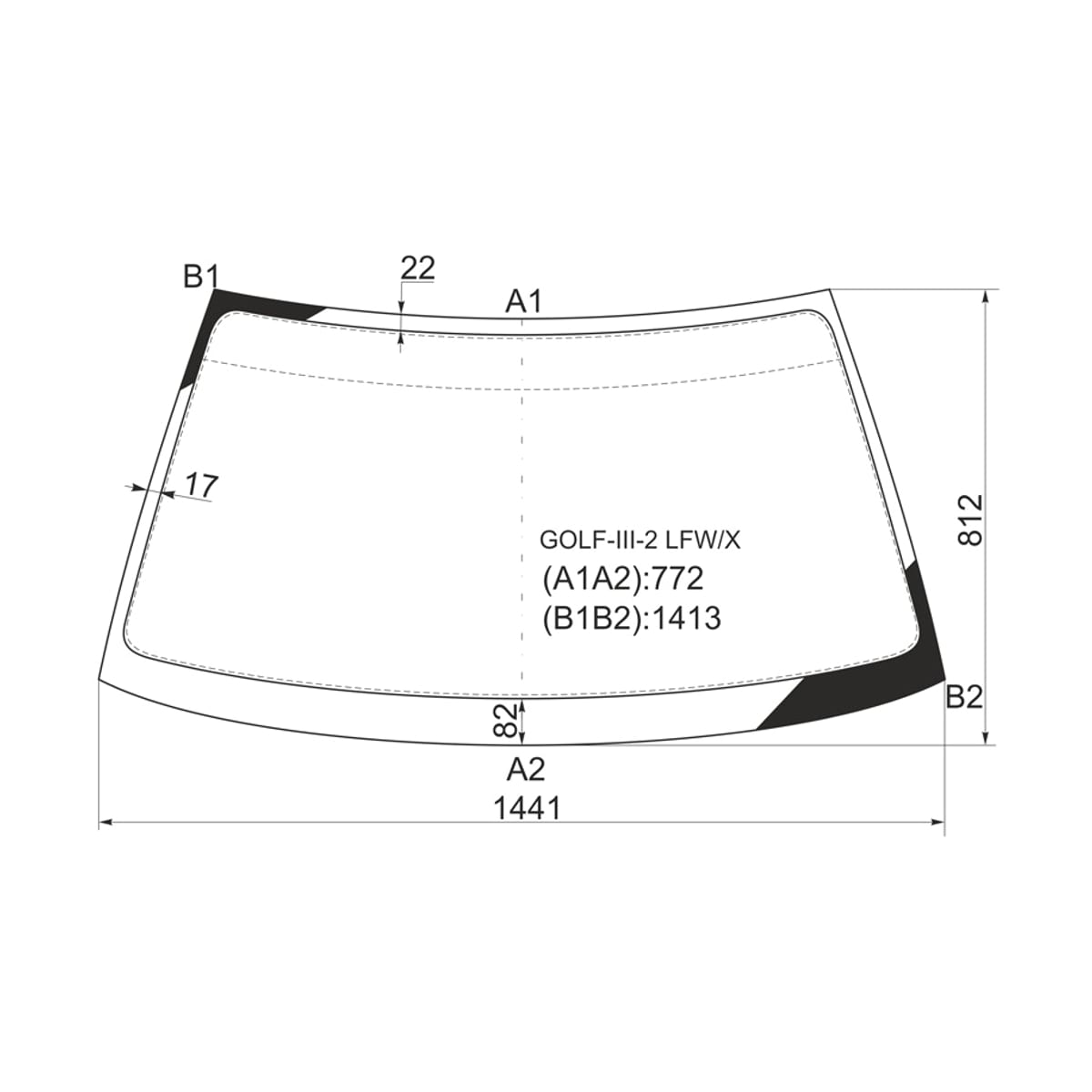 XYG Стекло лобовое Volkswagen Golf 91-99 / Jetta 91-98 GOLFIII2LFW/X