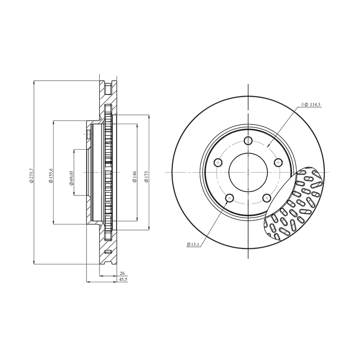 HOSU Диск тормозной (Спереди) Mitsubishi Lancer 07-17 / Galant Fortis 07-15