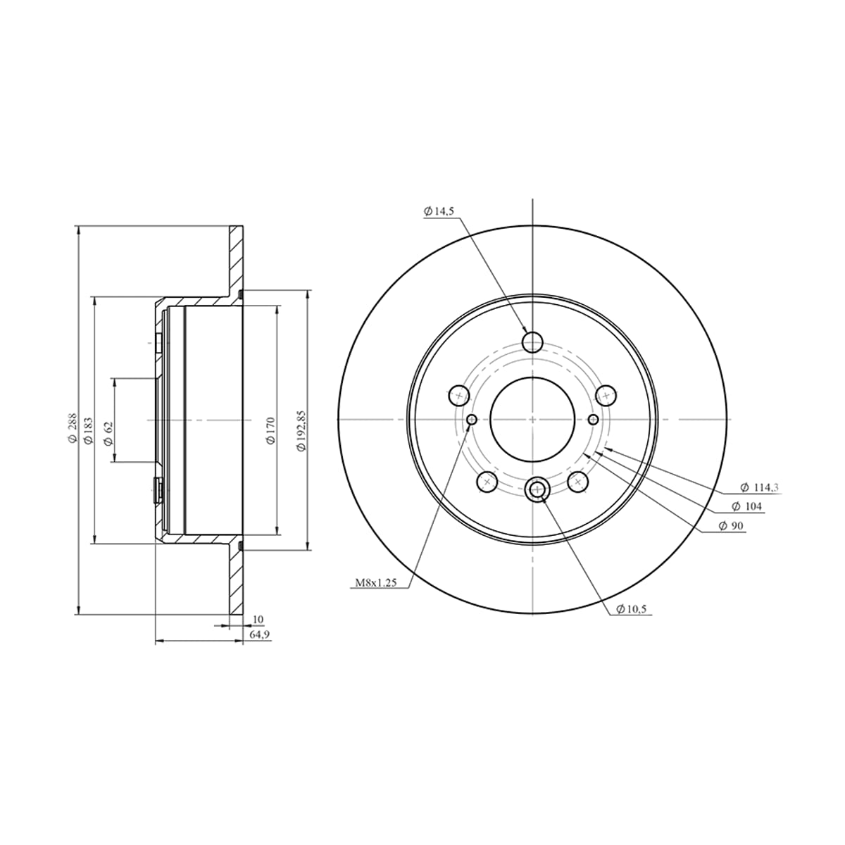 HOSU Диск тормозной (Сзади) Toyota Camry (XV30,XV40,XV50) 01-21 / Harrier 97-03