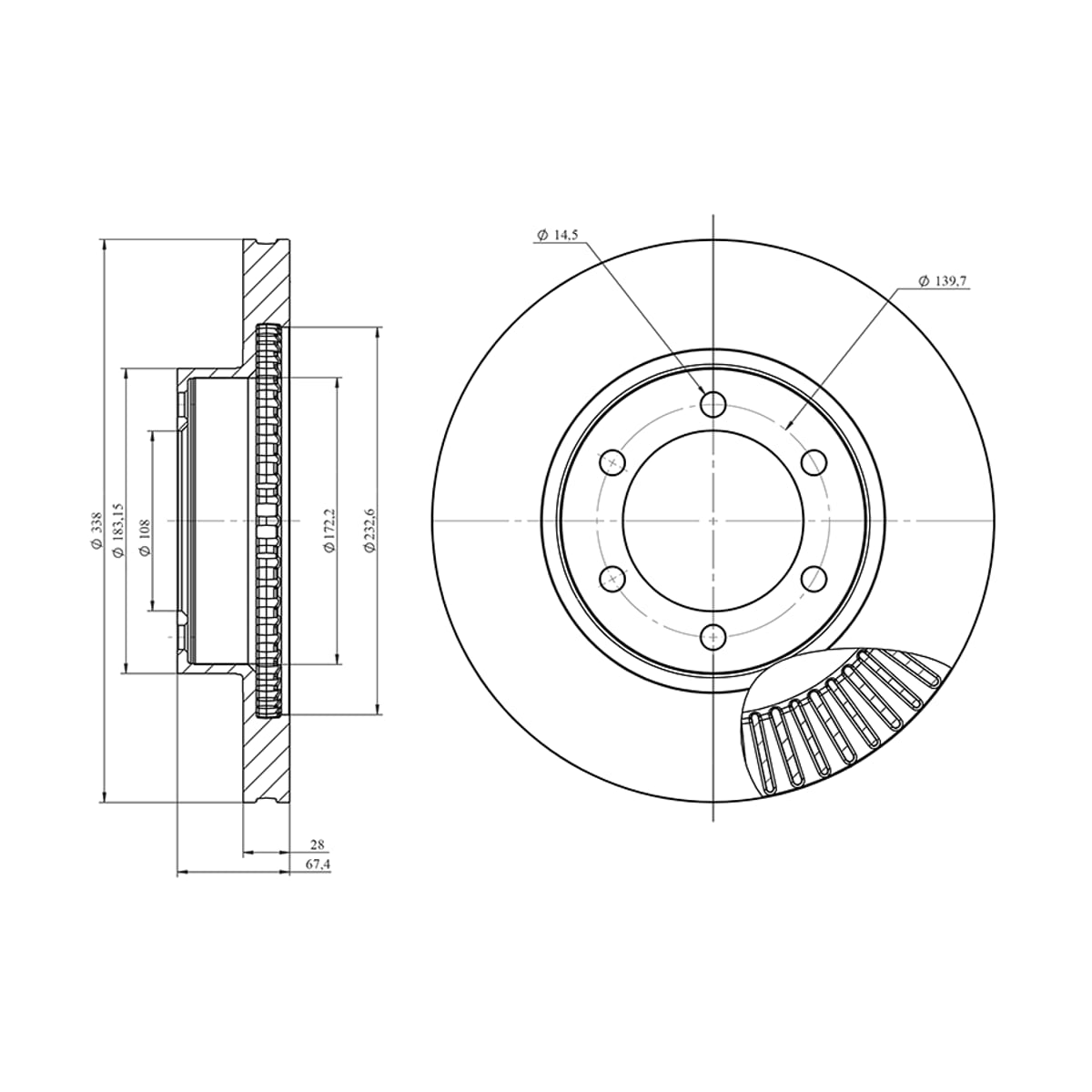 HOSU Диск тормозной (Спереди) Toyota Land Cruiser Prado (J120) 02-09 / Lexus GX 02-09
