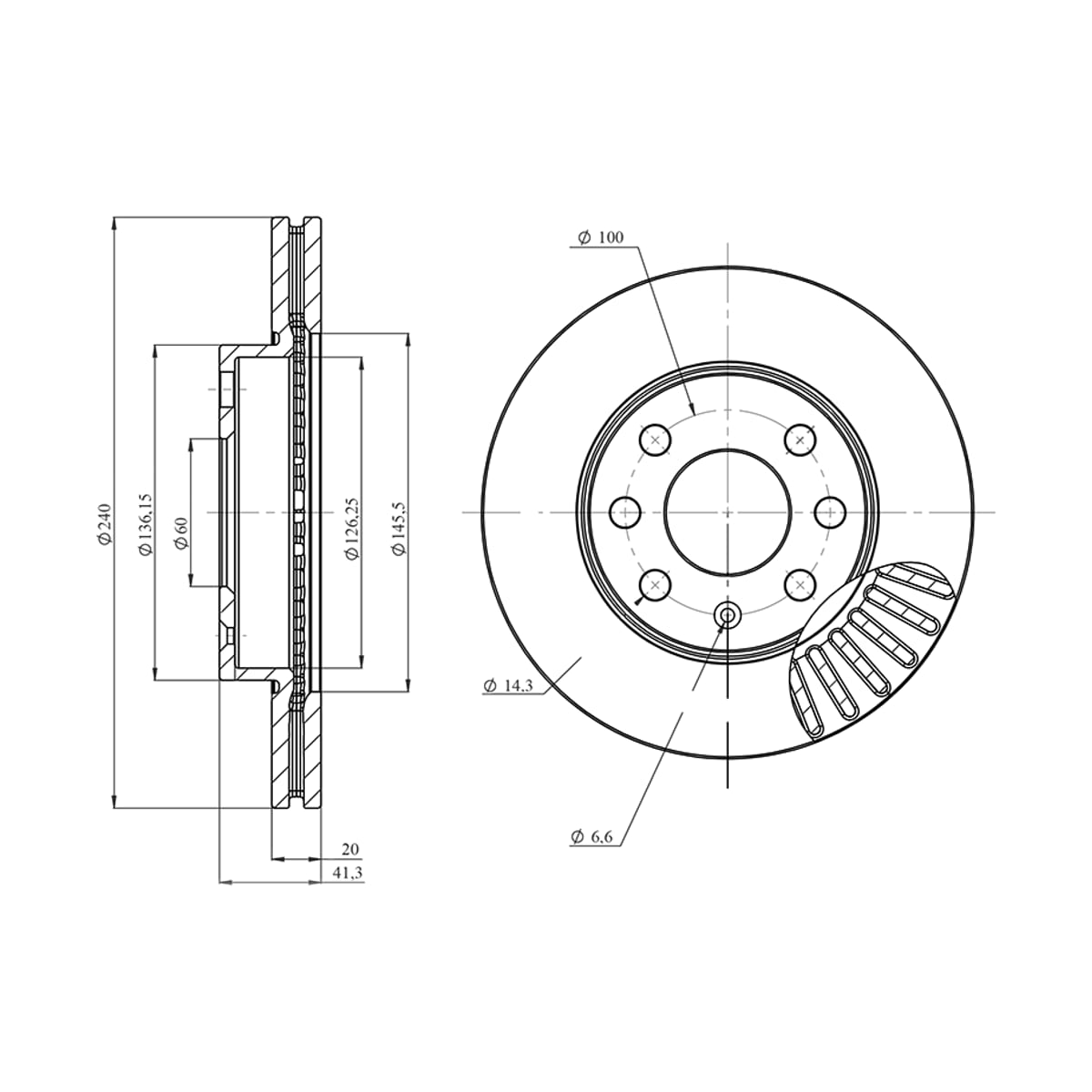 HOSU Диск тормозной (Спереди) Opel Corsa 00-06
