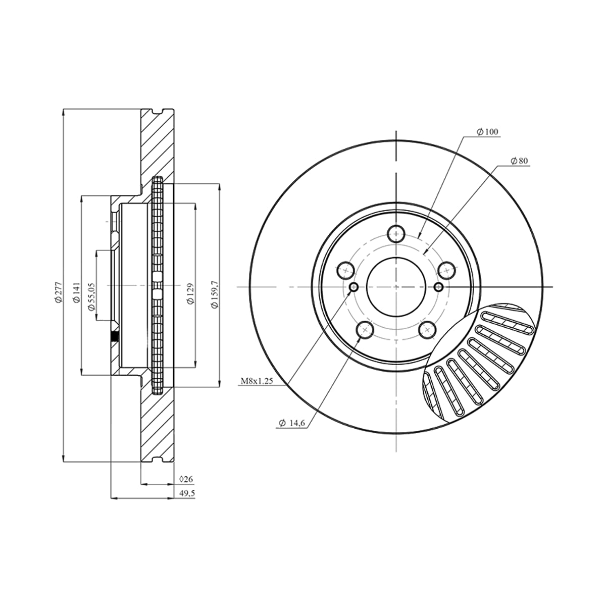 HOSU Диск тормозной (Спереди) Toyota Avensis (T250) 03-08