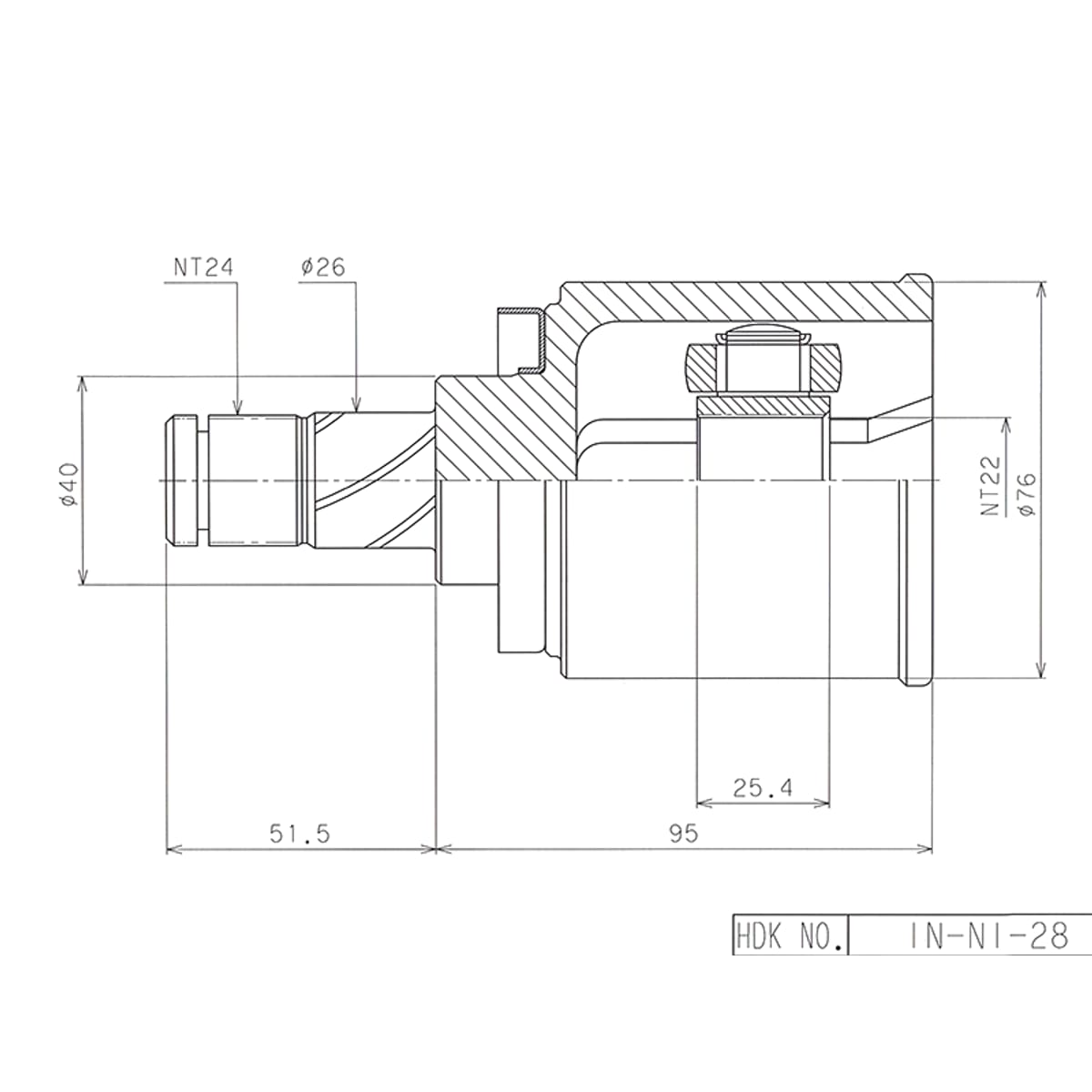 HDK Шрус (Спереди/ Внутр) Nissan Almera 00-06 / Almera Classic 06-12