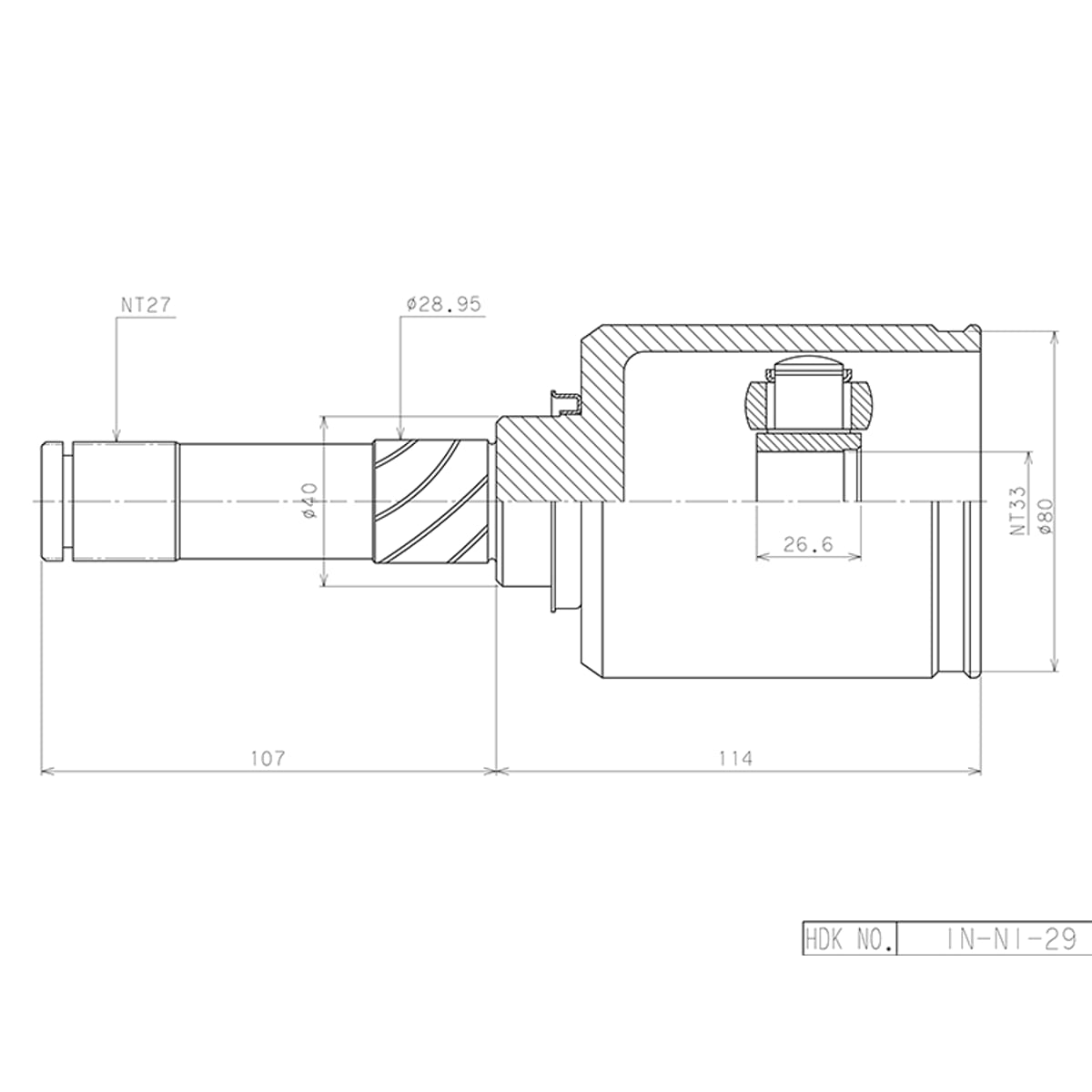 HDK Шрус (Спереди/ Слева/ Внутр) Nissan Qashqai 06-13 / X-Trail 07-15