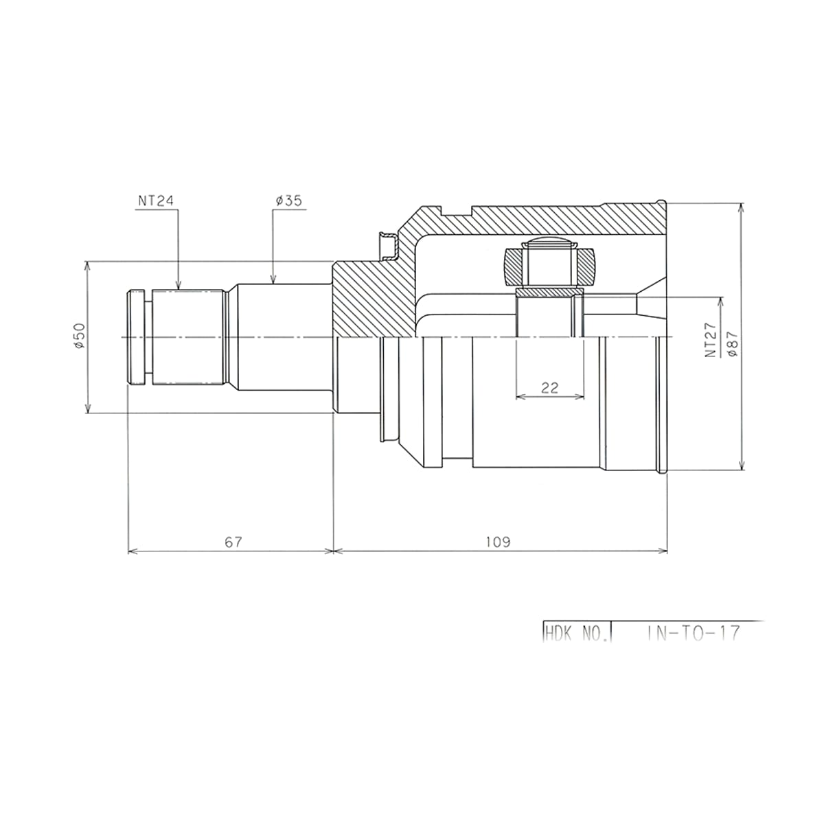 HDK Шрус (Спереди/ Слева/ Внутр) Lexus RX 08-15 / Toyota Allion 07-16