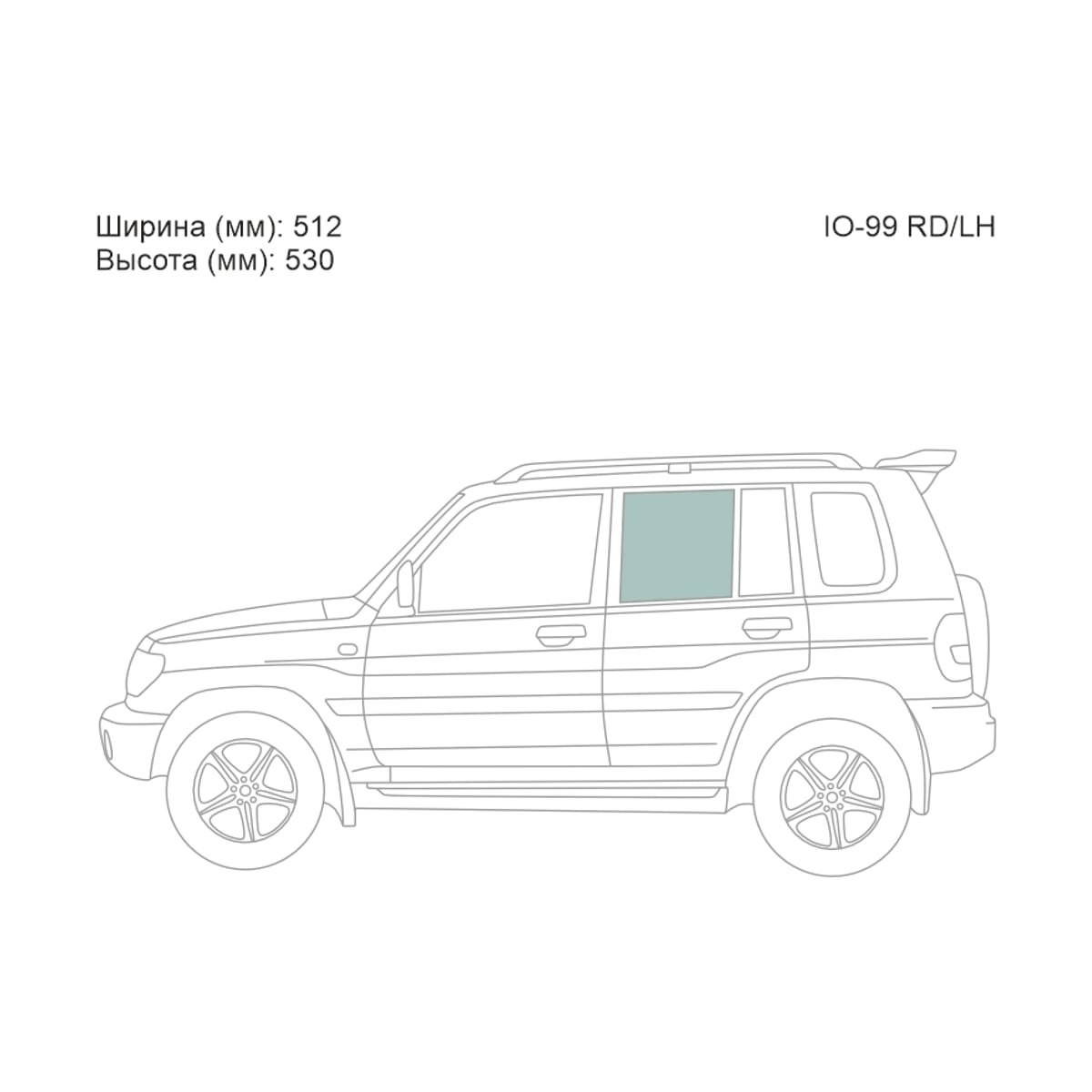 XYG Стекло боковое опускное (Сзади/ Слева/ Цвет зеленый) Mitsubishi Pajero iO 98-07 / Pajero Pinin 98-05 IO99RD/LH