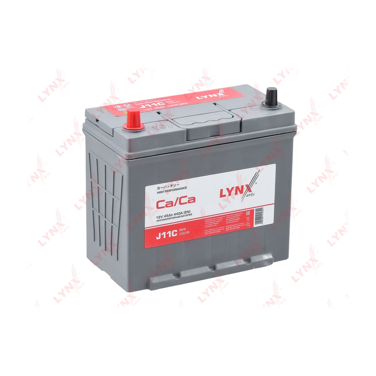 LYNXAUTO Аккумулятор 45 Ah, 440 A, прямая, 236X128X220, JIS 55B24R J11C