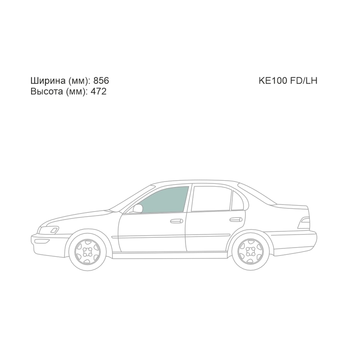 Деталь Стекло боковое опускное (Спереди/ Слева/ Цвет зеленый) Toyota Corolla (E100) 91-02 / Corolla FX 92-95 XYG