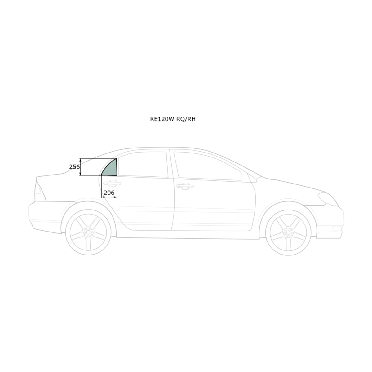 XYG Стекло форточки (Сзади/ Справа/ Цвет зеленый) Toyota Corolla (E120) 00-07 / Corolla Fielder 00-06