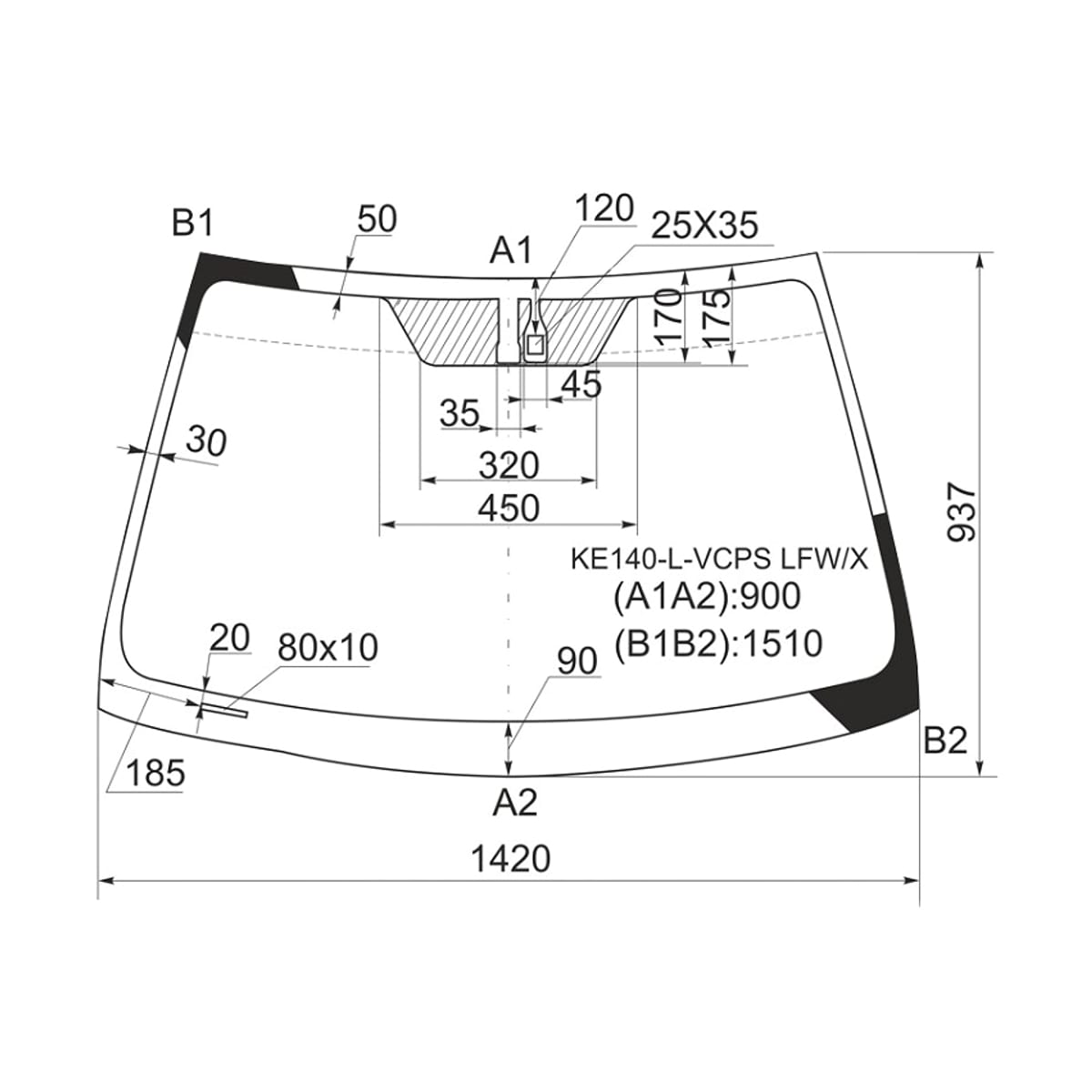 XYG Стекло лобовое (Датчик дождя) Toyota Corolla (E150) 06-13 / Corolla USA (E140) 08-13 KE140LVCPSLFW/X