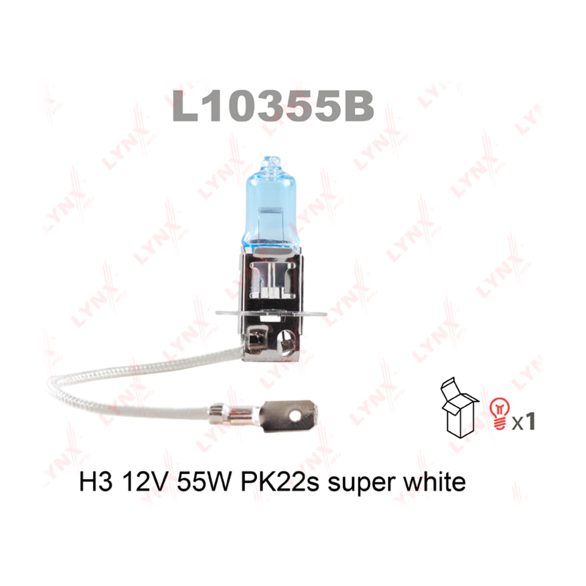 Деталь Лампа H3 12V 55W Pk22s SUPER WHITE LYNXAUTO