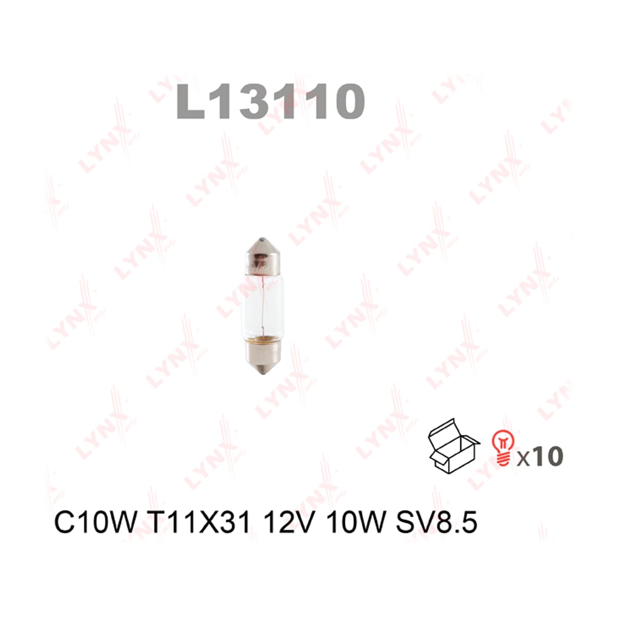 Деталь Лампа C10W 12V SV8.5 T11X31 LYNXAUTO