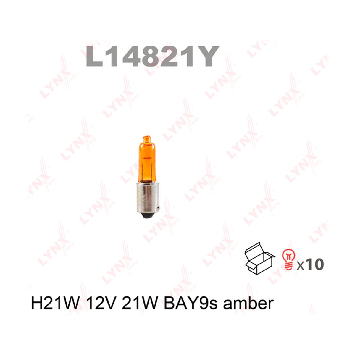 LYNXAUTO Лампа H21W 12V BAY9s AMBER L14821Y