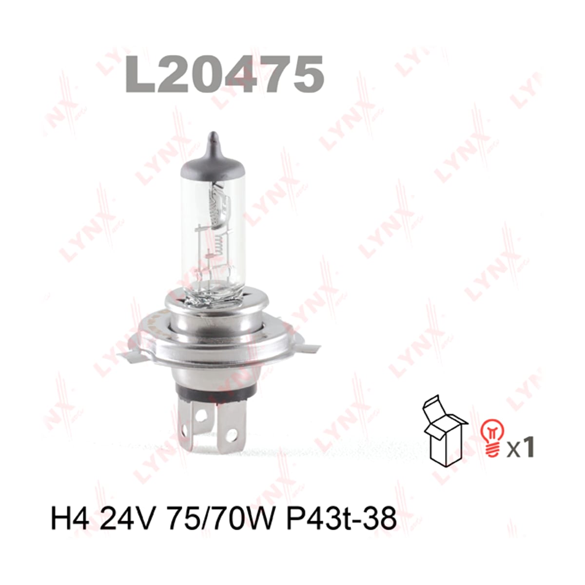 Деталь Лампа H4 24V 75/70W P43T-38 HCV LYNXAUTO