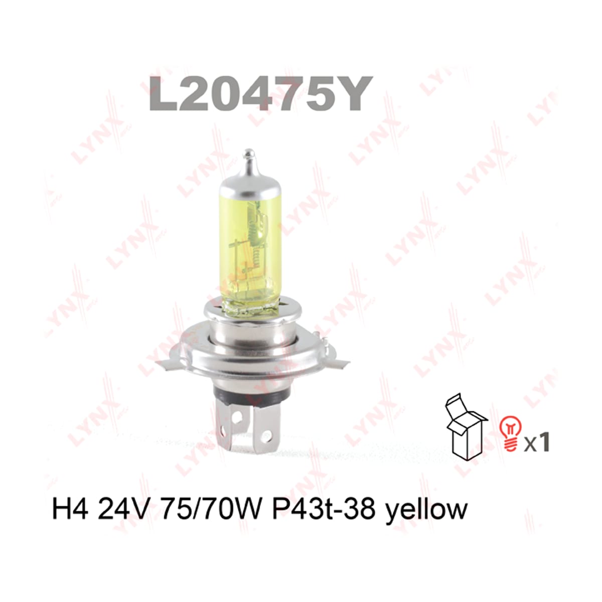 Деталь Лампа H4 24V 75/70W P43T-38 YELLOW HCV LYNXAUTO