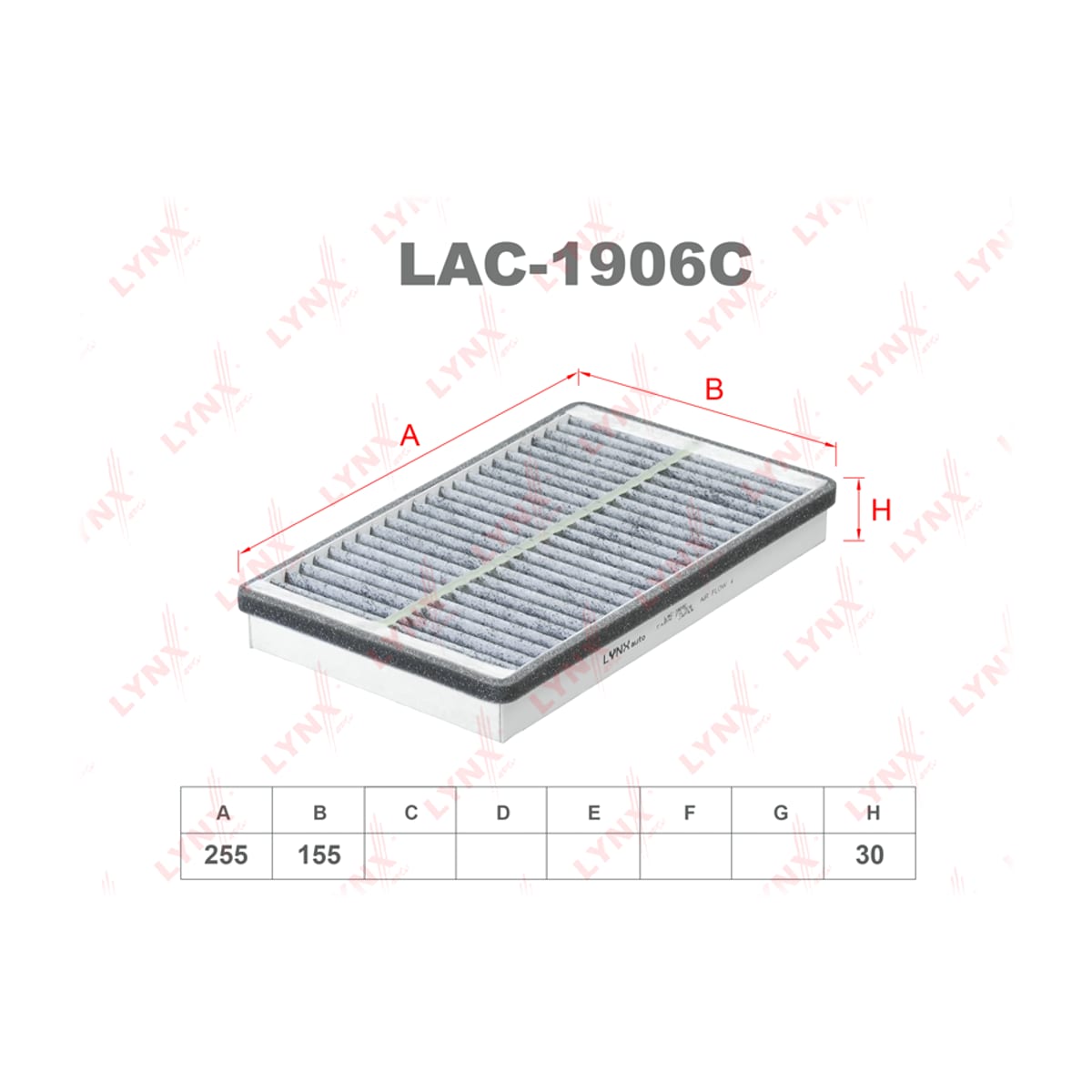LYNXAUTO Фильтр салона угольный LADA 2110/GRANTA 2190-94/KALINA 1117-19/2192-94/NIVA 2121/2131 LAC1906C