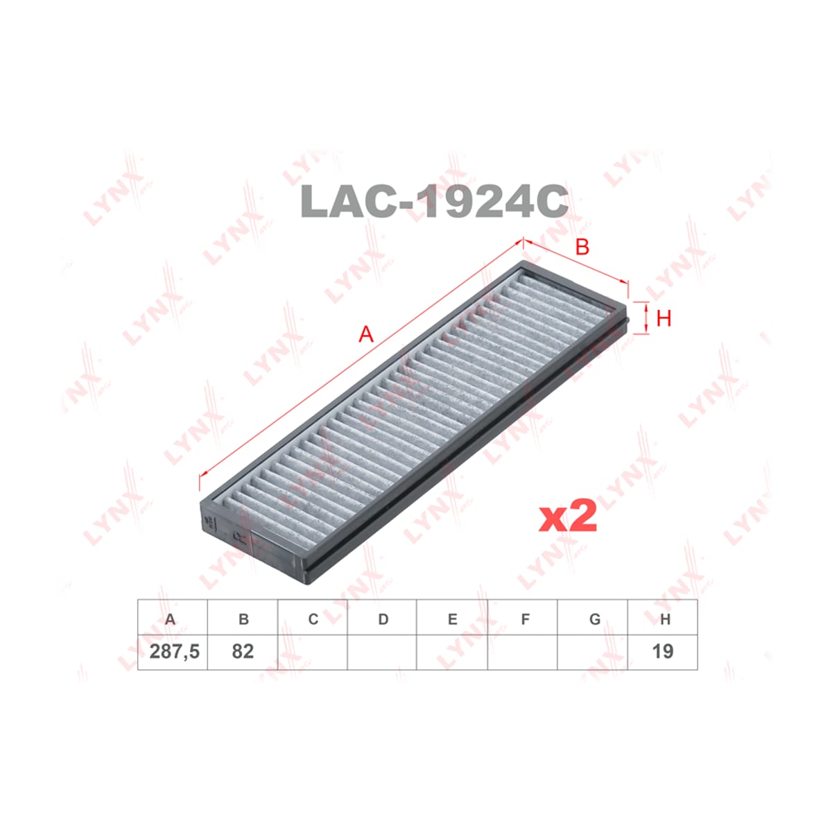 LYNXAUTO Фильтр салонный угольный (комплект 2 шт.) LAC1924C