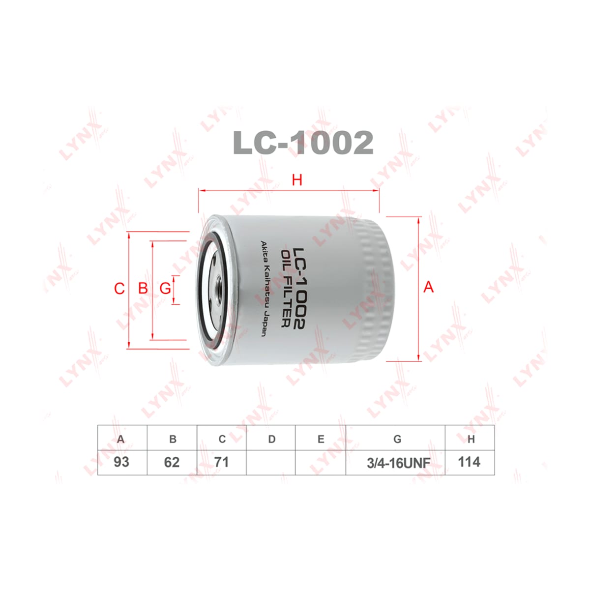 LYNXAUTO Фильтр масляный LC1002