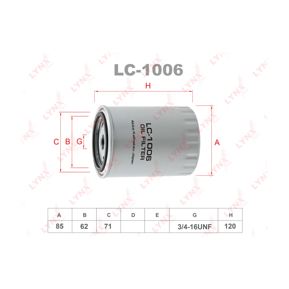 LYNXAUTO Фильтр масляный LC1006