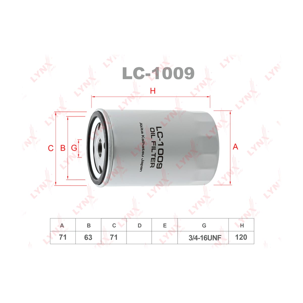 LYNXAUTO Фильтр масляный HCV LC1009