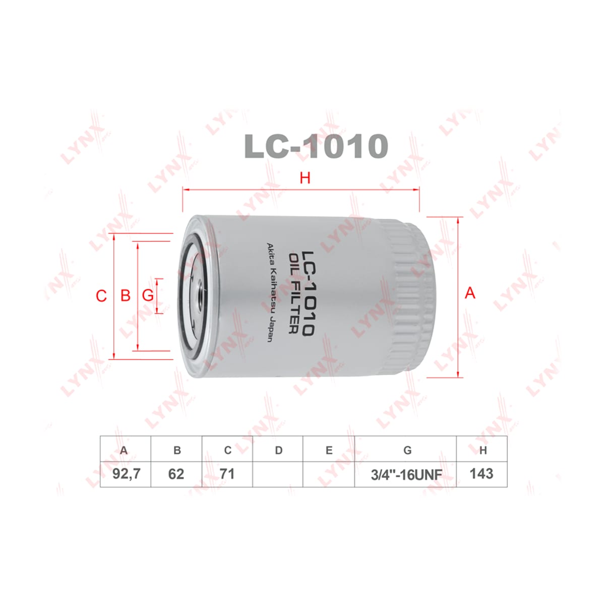 LYNXAUTO Фильтр масляный LC1010