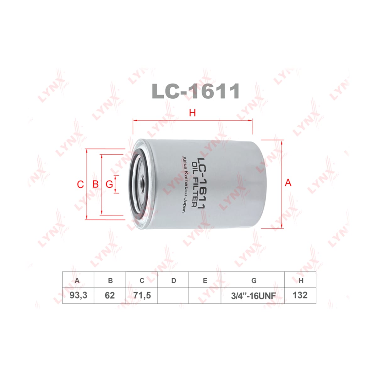 LYNXAUTO Фильтр масляный LC1611