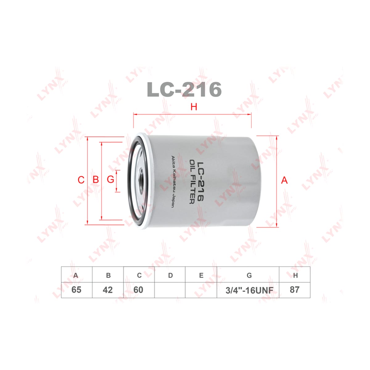 LYNXAUTO Фильтр масляный LC216