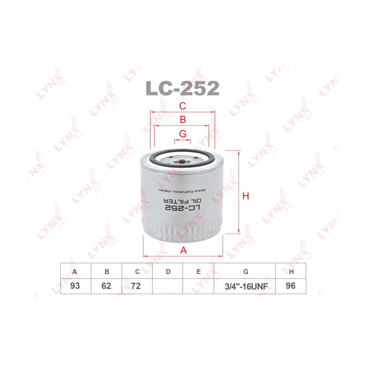 LYNXAUTO Фильтр масляный LC252