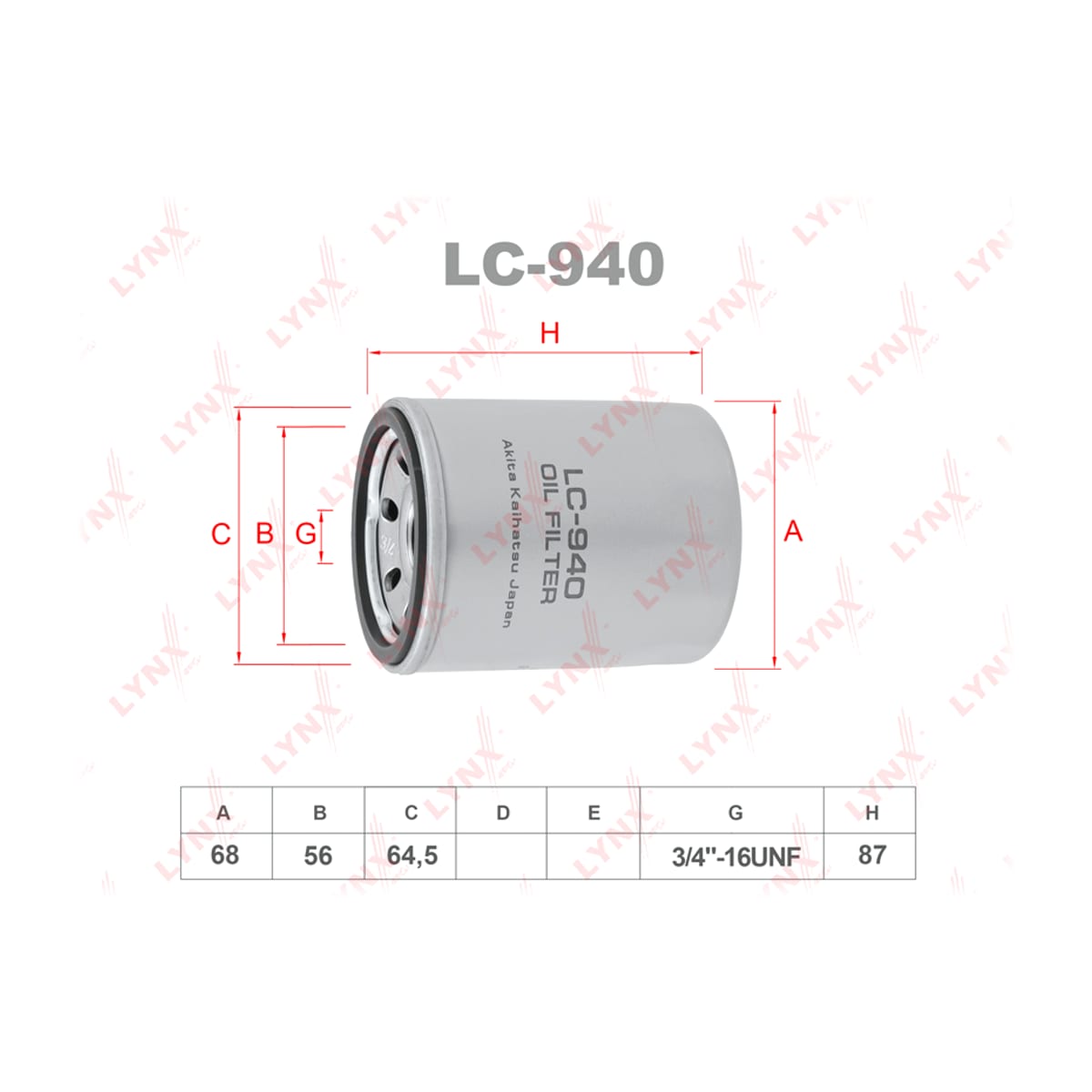 LYNXAUTO Фильтр масляный LC940