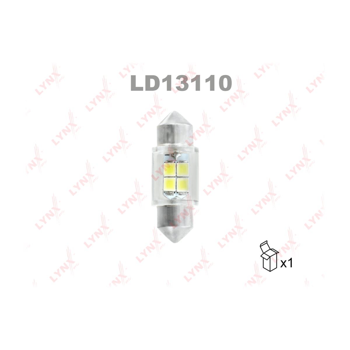 LYNXAUTO Лампа светодиодная LED C10W T11x31 12V SV8,5-8 SMDx4 6800K LD13110