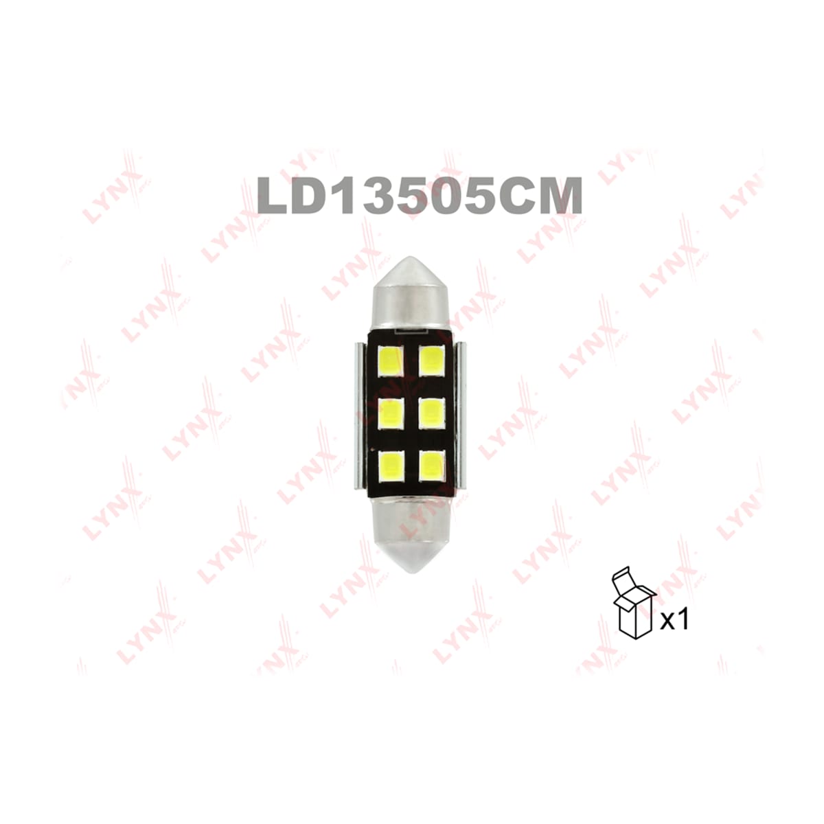 LYNXAUTO Лампа светодиодная LED C5W T11x35 12V SV8,5-8 SMDx6 7000K CANbus LD13505CM