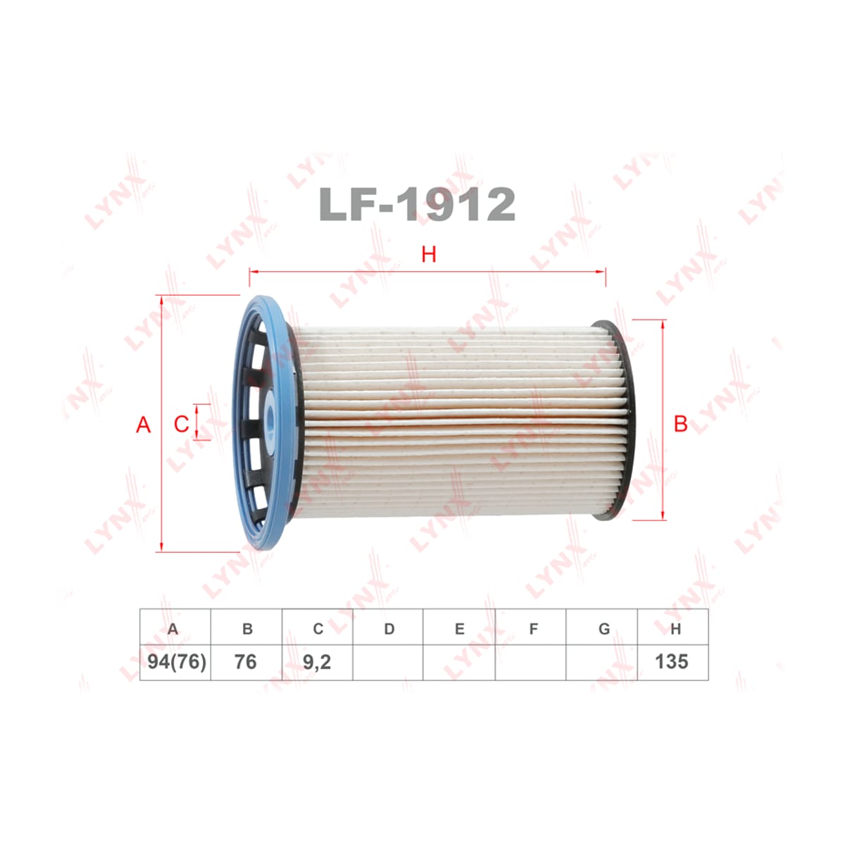 LYNXAUTO Фильтр топливный (картридж) LF1912