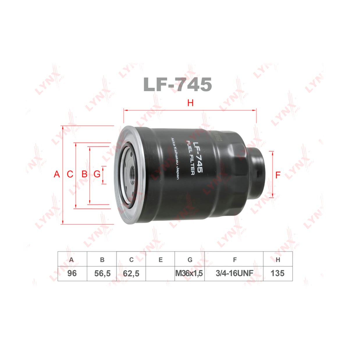 LYNXAUTO Фильтр топливный LF745