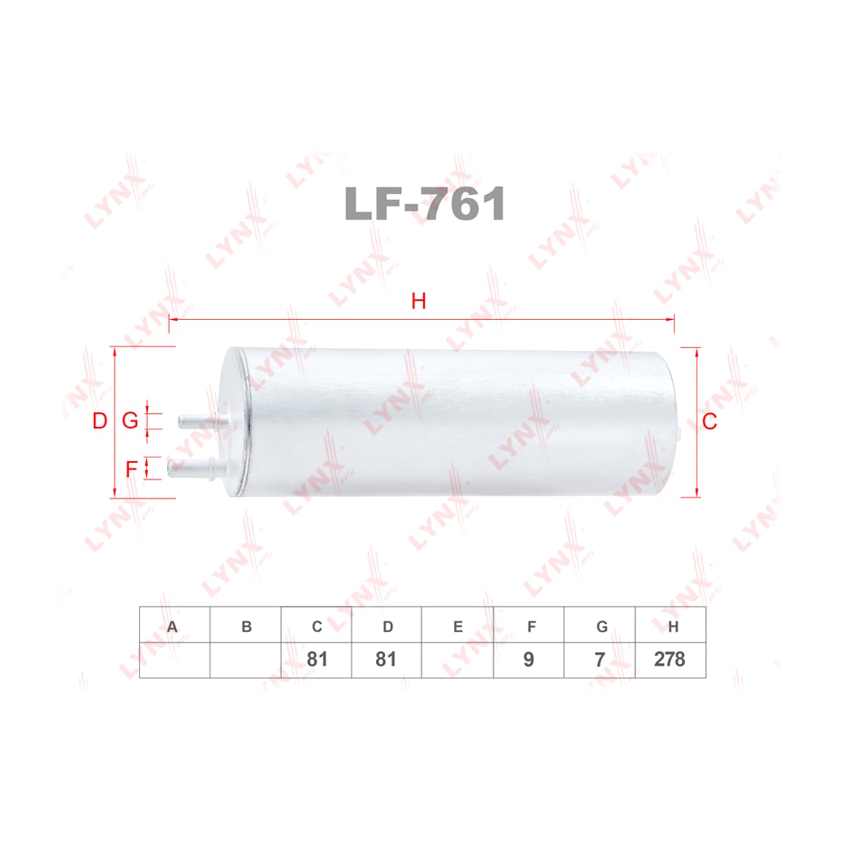LYNXAUTO Фильтр топливный LF761