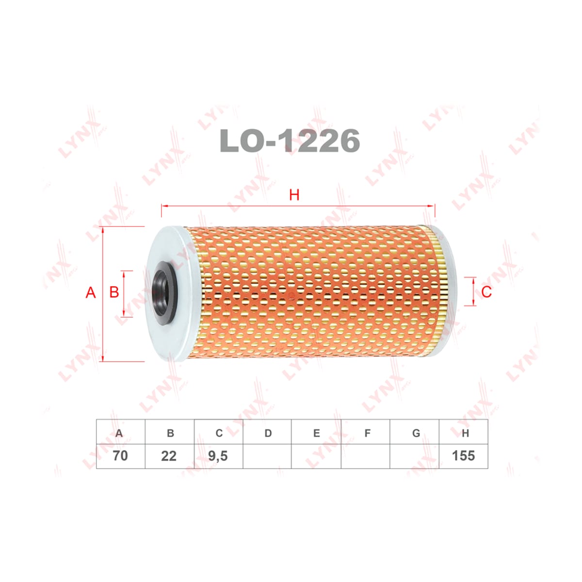 LYNXAUTO Фильтр масляный (картридж) LO1226