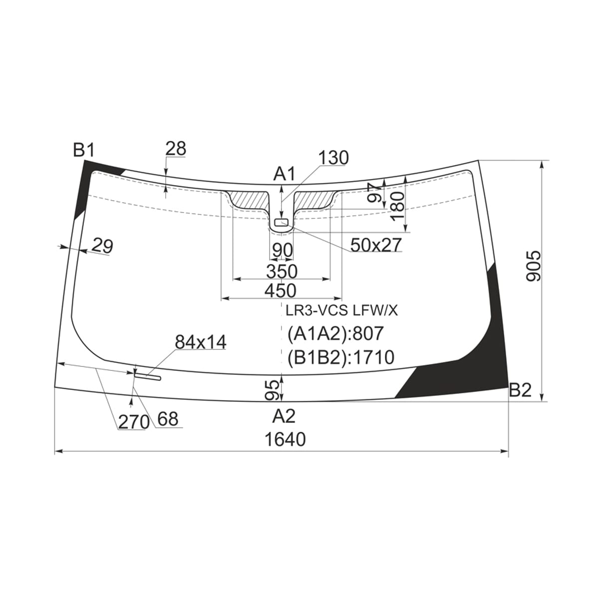 XYG Стекло лобовое (Датчик дождя) Land Rover Discovery 04-09 LR3VCSLFW/X