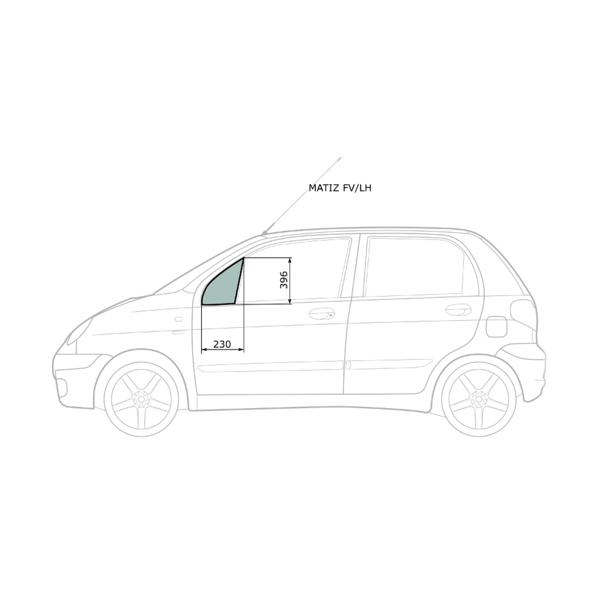 Деталь Стекло форточки (Спереди/ Слева/ Цвет зеленый) Chevrolet Matiz 04-05 / Daewoo Matiz 97-15 XYG