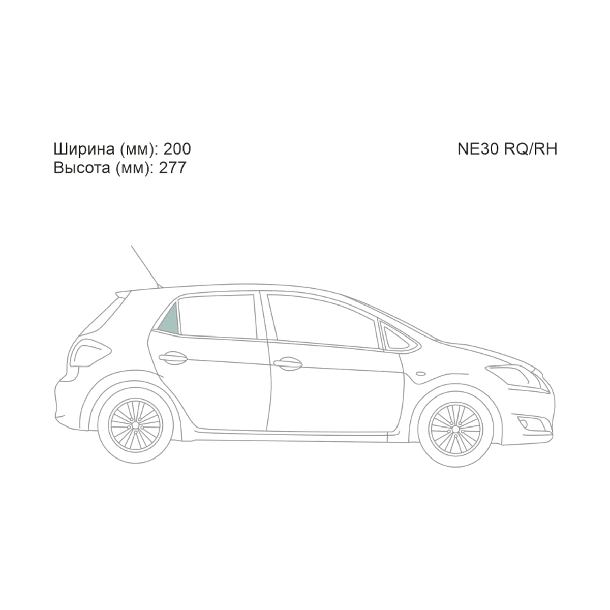 Деталь Стекло форточки (Сзади/ Справа/ Цвет зеленый) Toyota Auris 06-12 / Blade 06-12 XYG