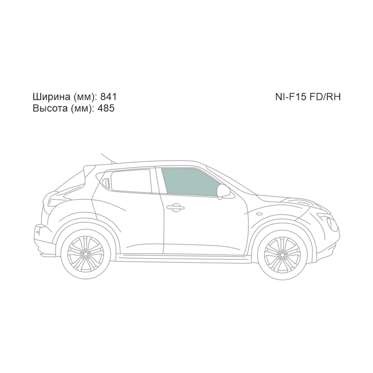 Деталь Стекло боковое опускное (Спереди/ Справа/ Цвет зеленый) Nissan Juke 10-20 XYG