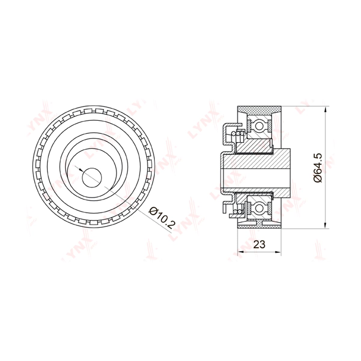 LYNXAUTO Ролик натяжной ремня ГРМ LADA GRANTA 2190-94/KALINA 2192-94/LARGUS/PRIORA 2170/72 PB1027