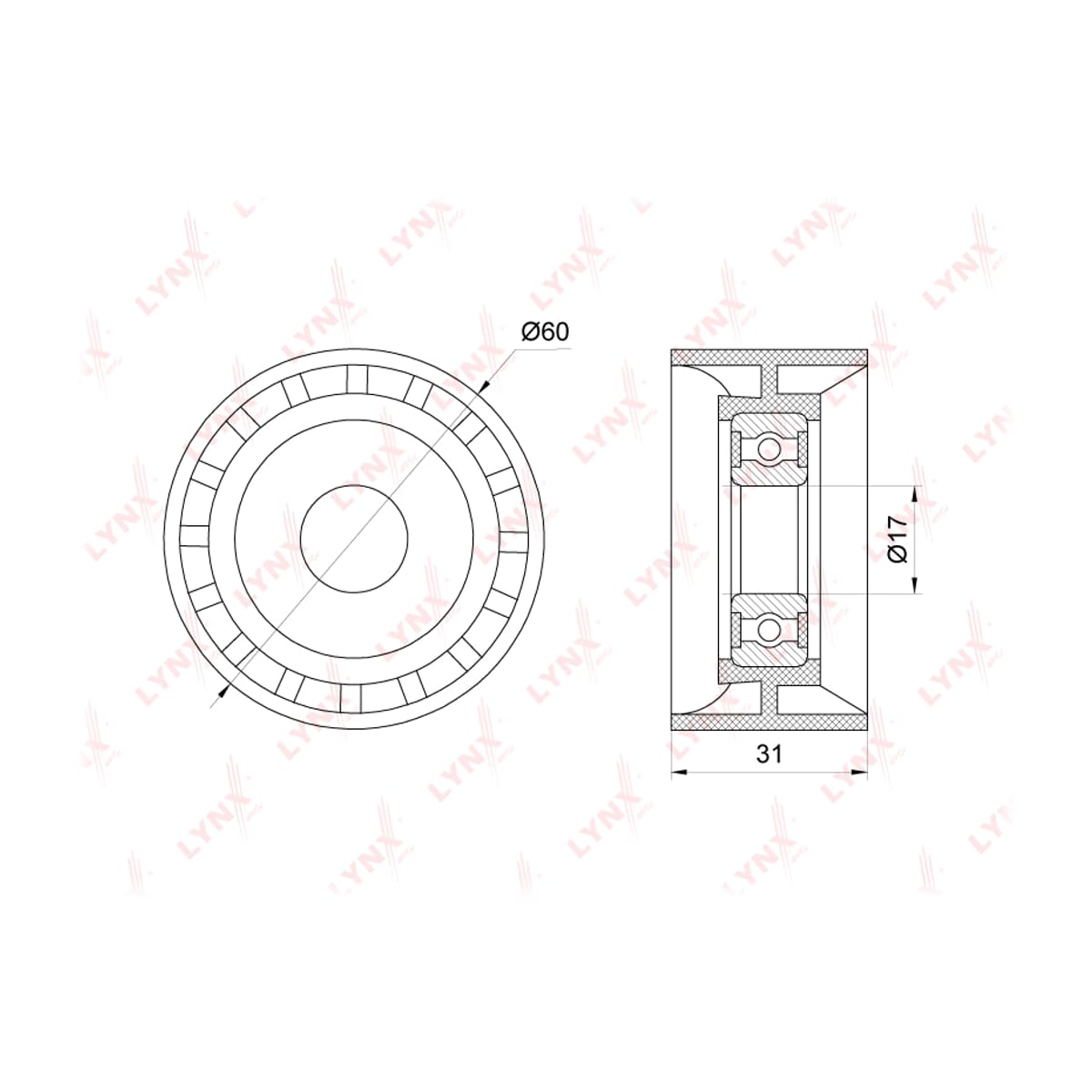 LYNXAUTO Ролик обводной навесного оборудования PB7130